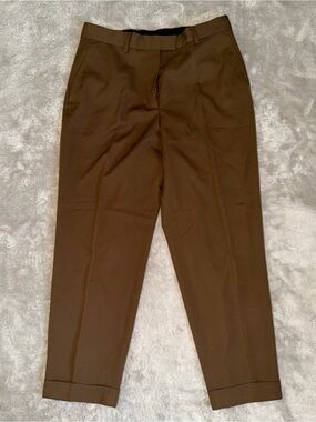 Dries Van Noten Women’s Wool Single-Pleat Front Trouser Pants Size IT40 In Brown